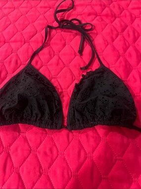PINK Victoria's Secret Black Eyelet Triangle Bandeau Top